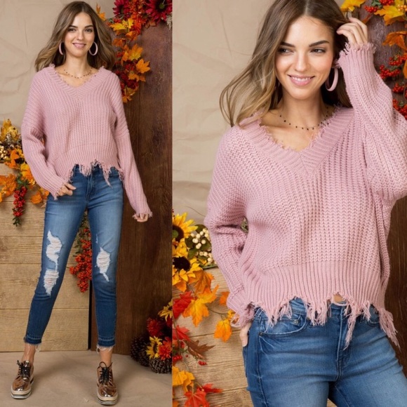 Distressed Pink Sweater Only Small Left - Picture 5 of 10